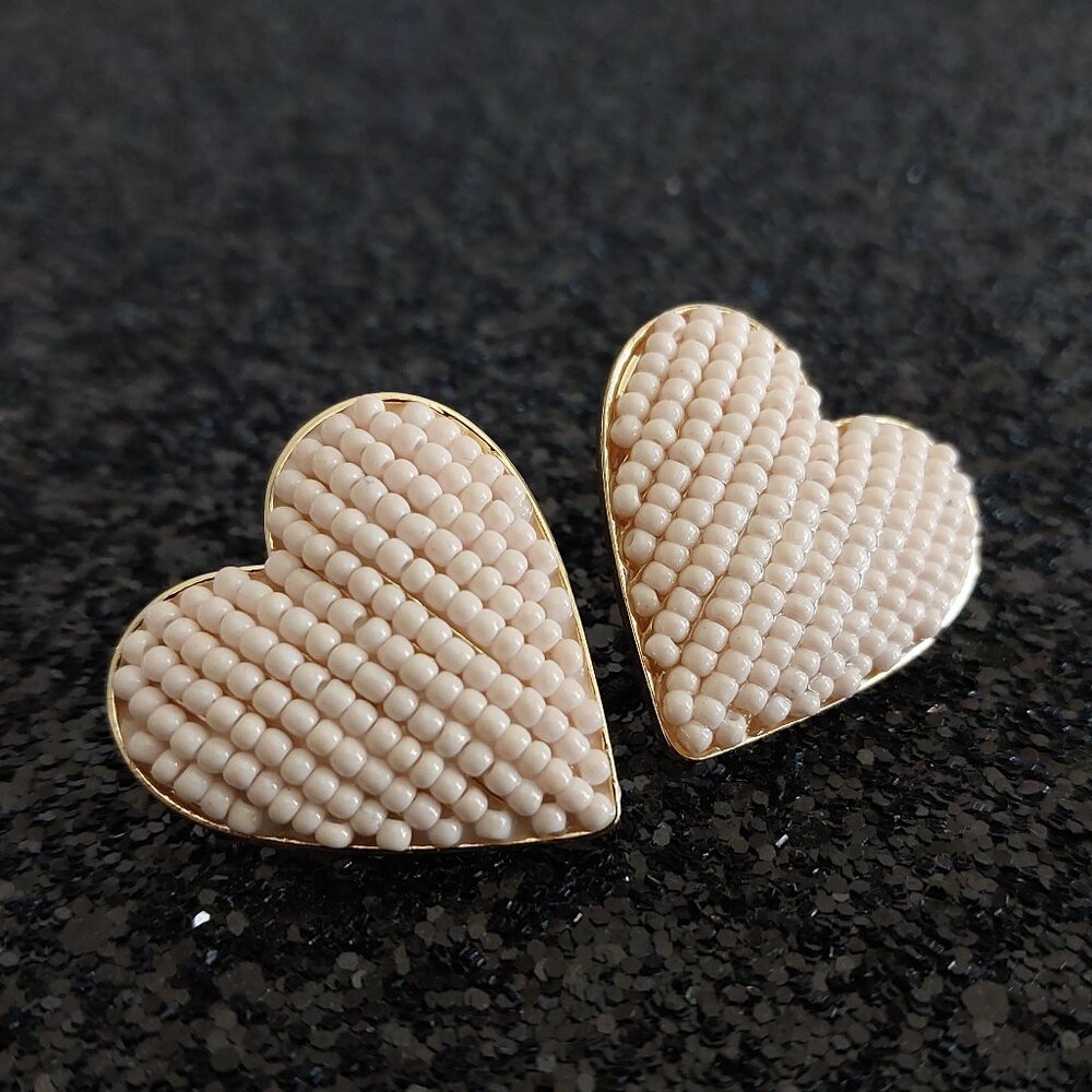 BAUBLEBAR Darlene Beaded Heart Stud Earrings In Light Pink